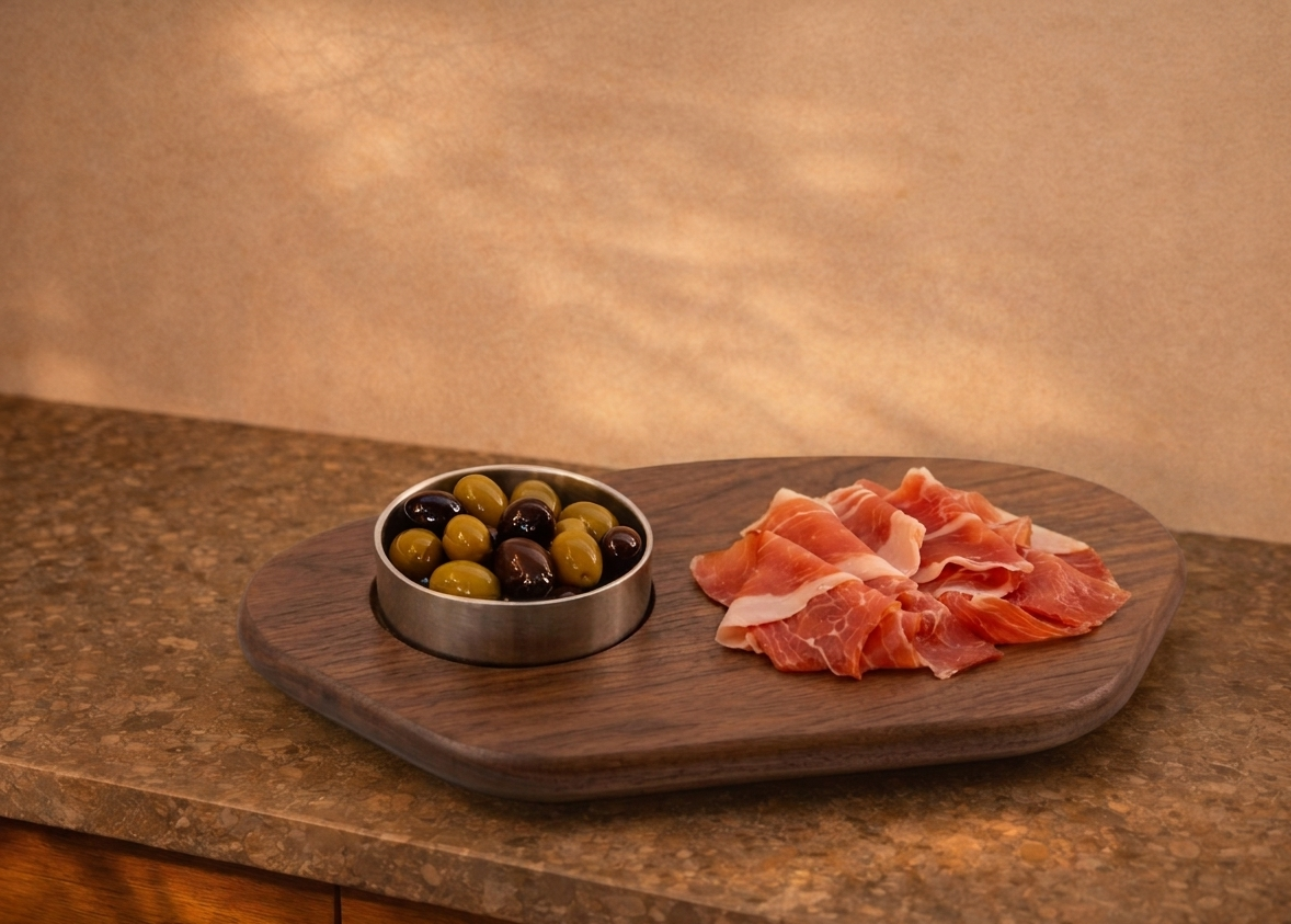 Serving board with metal bowl