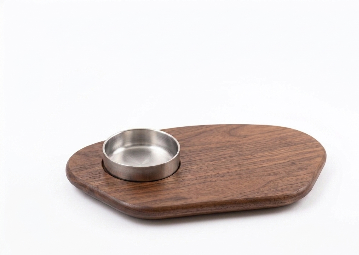 Serving board with metal bowl