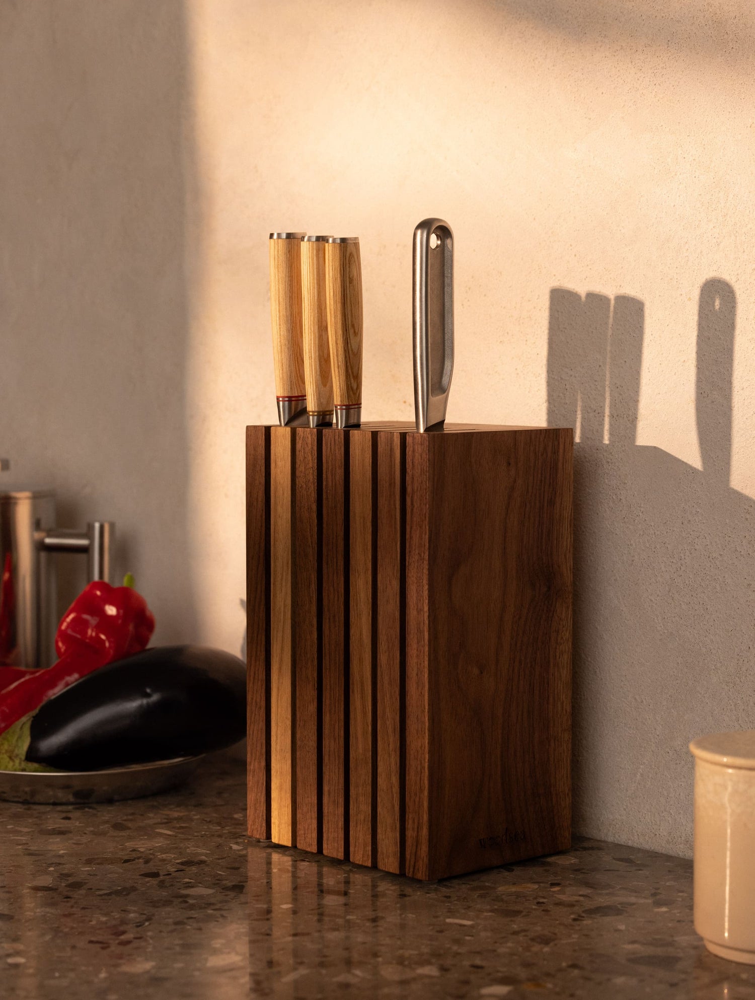 Walnut Essentials: Butcher Board + Block Knife Holder Bundle