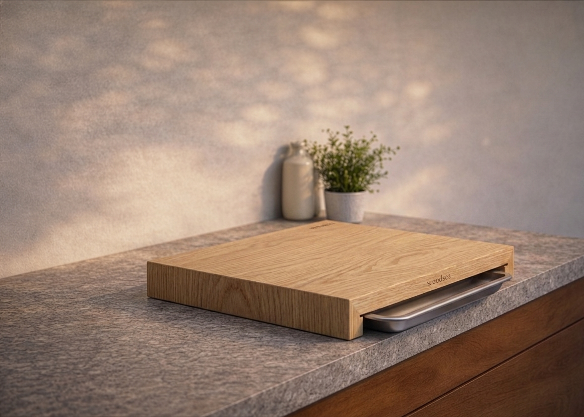 Cutting board with stainless steel tray
