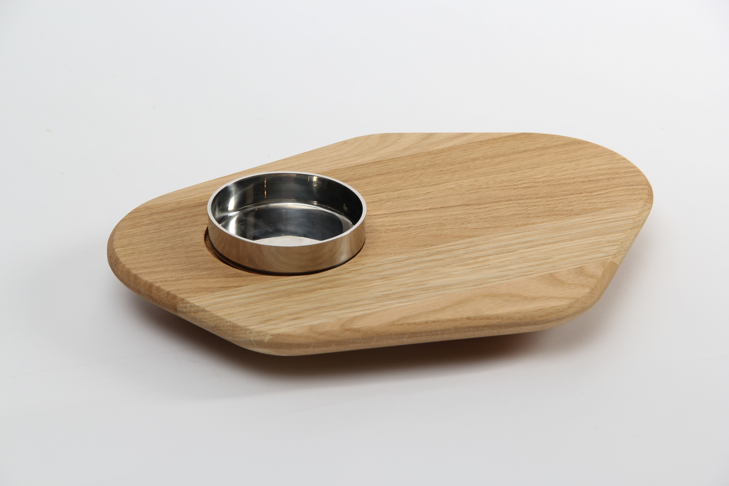 Serving board with metal bowl