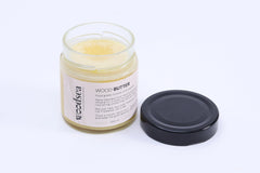 Close-up of Wood Butter's creamy beeswax and mineral oil texture